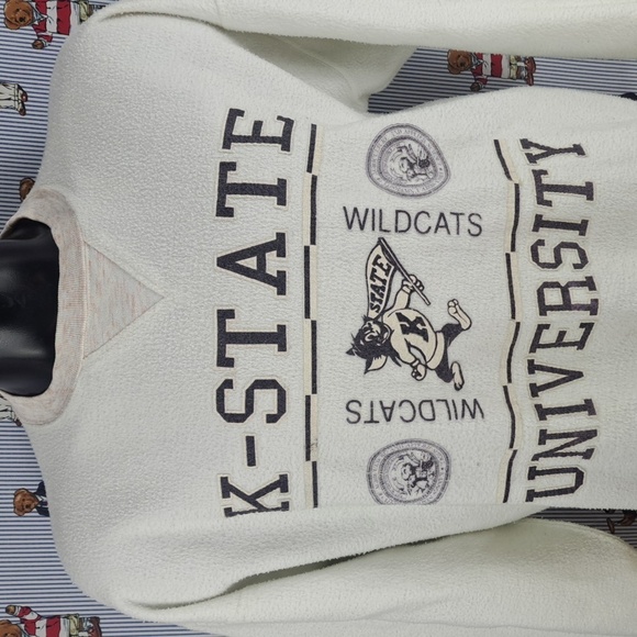 Vintage 80's Kansas State University reverse weave white & purple XL sweatshirt - Picture 1 of 10